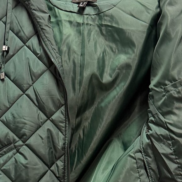 Dennis Basso Quilted Zip Front Poncho with Hood - Evergreen Size XS - Picture 5 of 11